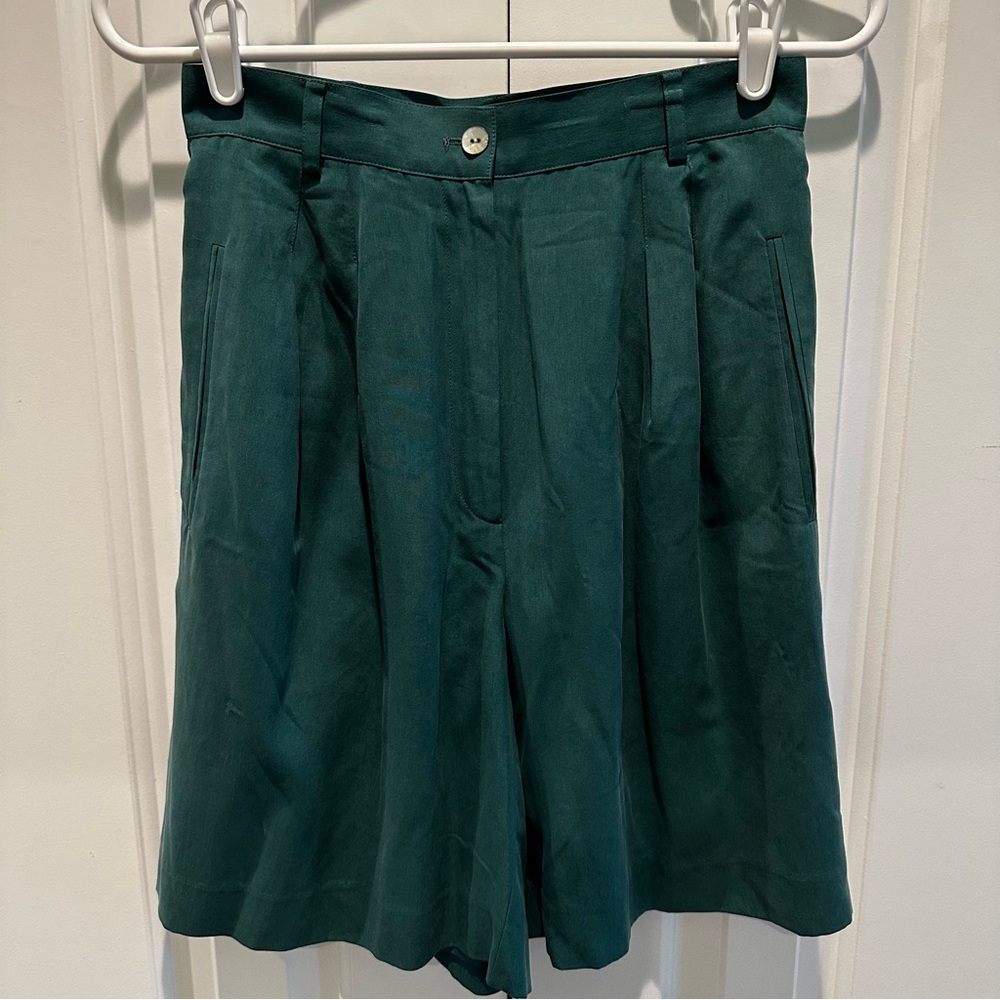 Preview Collection Vintage 100% Silk Dark Green Shorts 6
